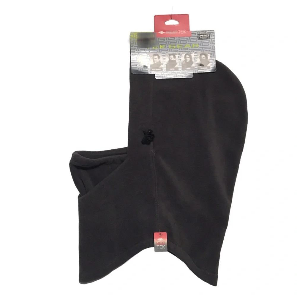 4 in 1 TEK Gear Heat Tek Gray Micro fleece hood neck warmer gator balaclava NWT